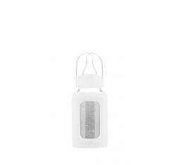 Kojenecká lahev skleněná 120 ml úzká silikonový obal bílá