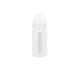 Kojenecká lahev skleněná 240 ml široká silikonový obal bílá