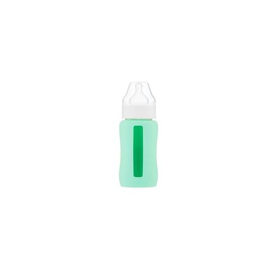 Kojenecká lahev skleněná 240 ml široká silikonový obal zelená mátová - Kliknutím zobrazíte detail obrázku.